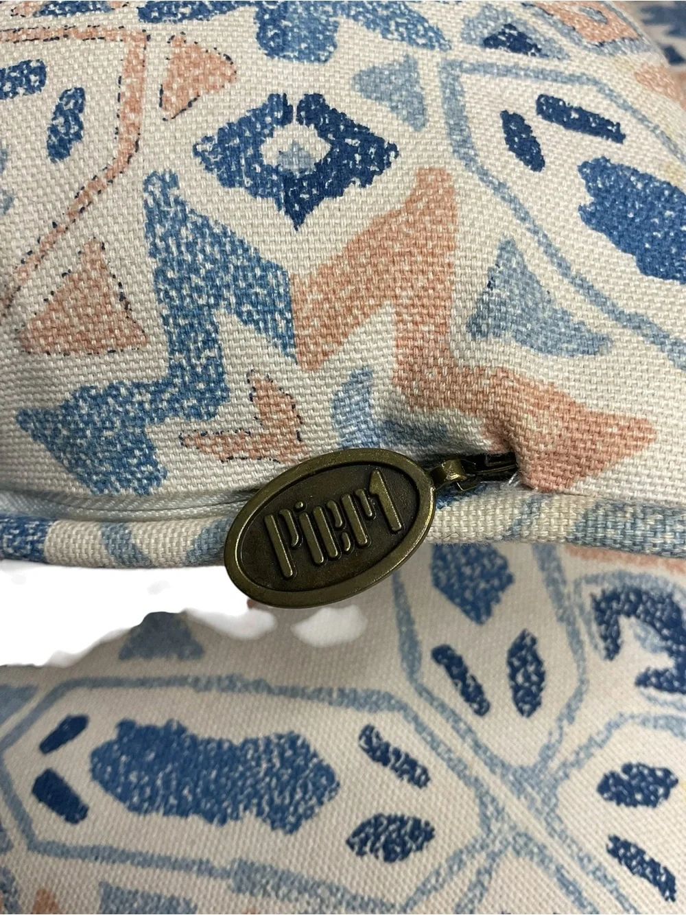 Pier 1 Imports Set of 2 Blue Blush Geometric Lumbar Throw Pillows Boho Coastal
